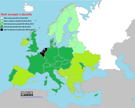 Europa: carta della densità