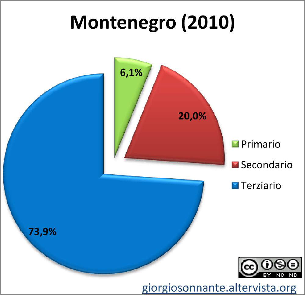 Grafico dei settori produttivi: Montenegro